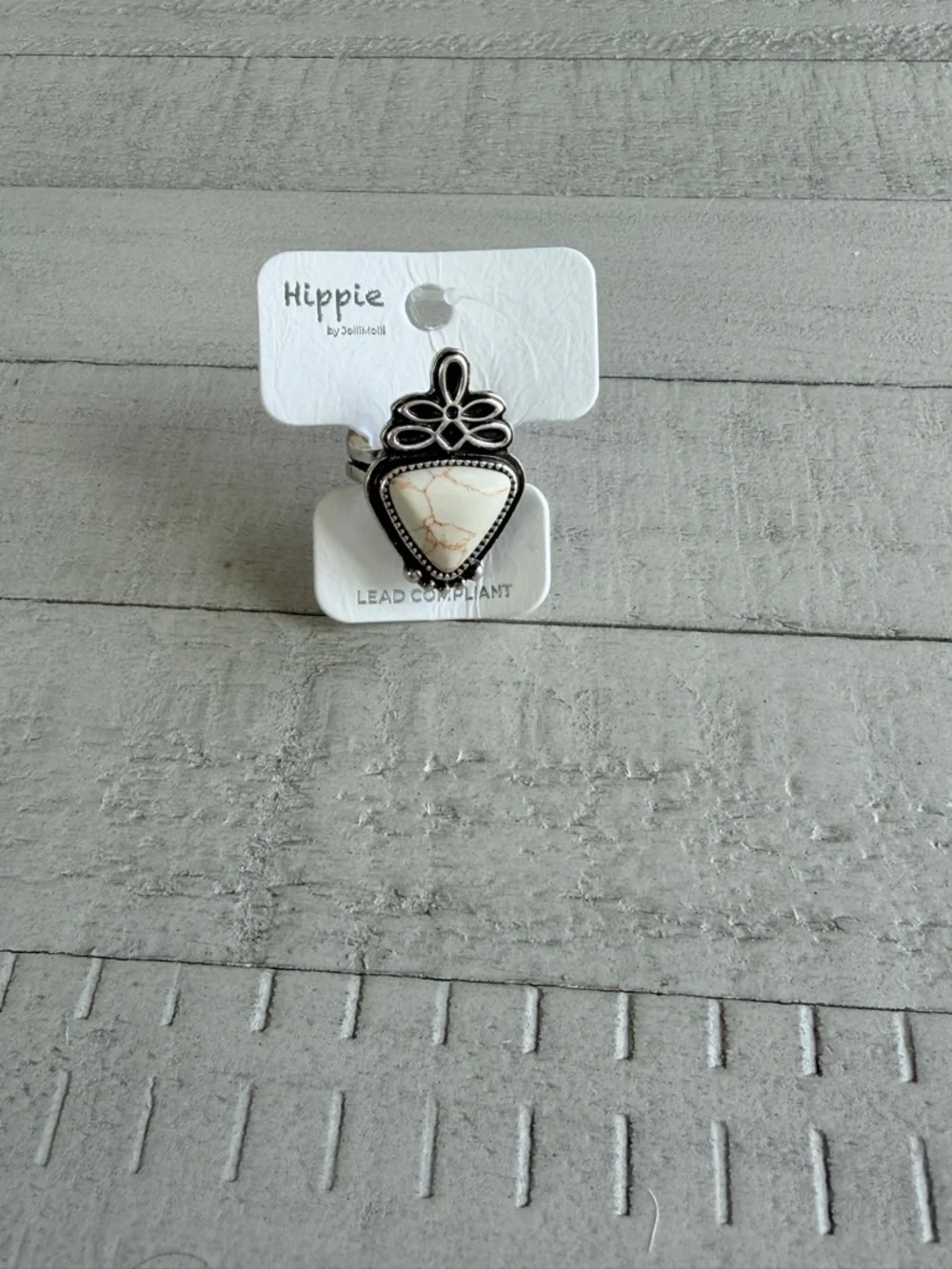 Western Fashion White and Silver Ring- New